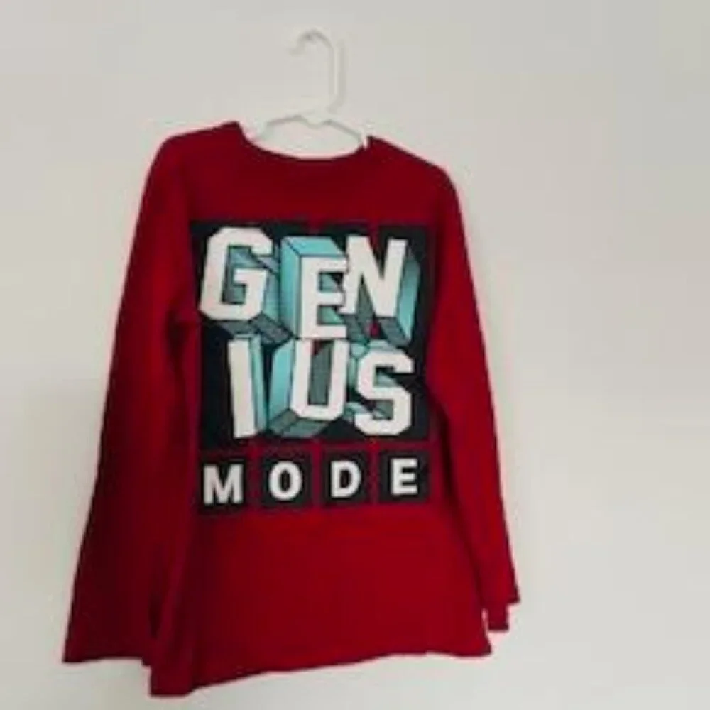 The Children’s Place Boys “Genius Mode” Graphic Tee – Size M (7/8) - Color Red